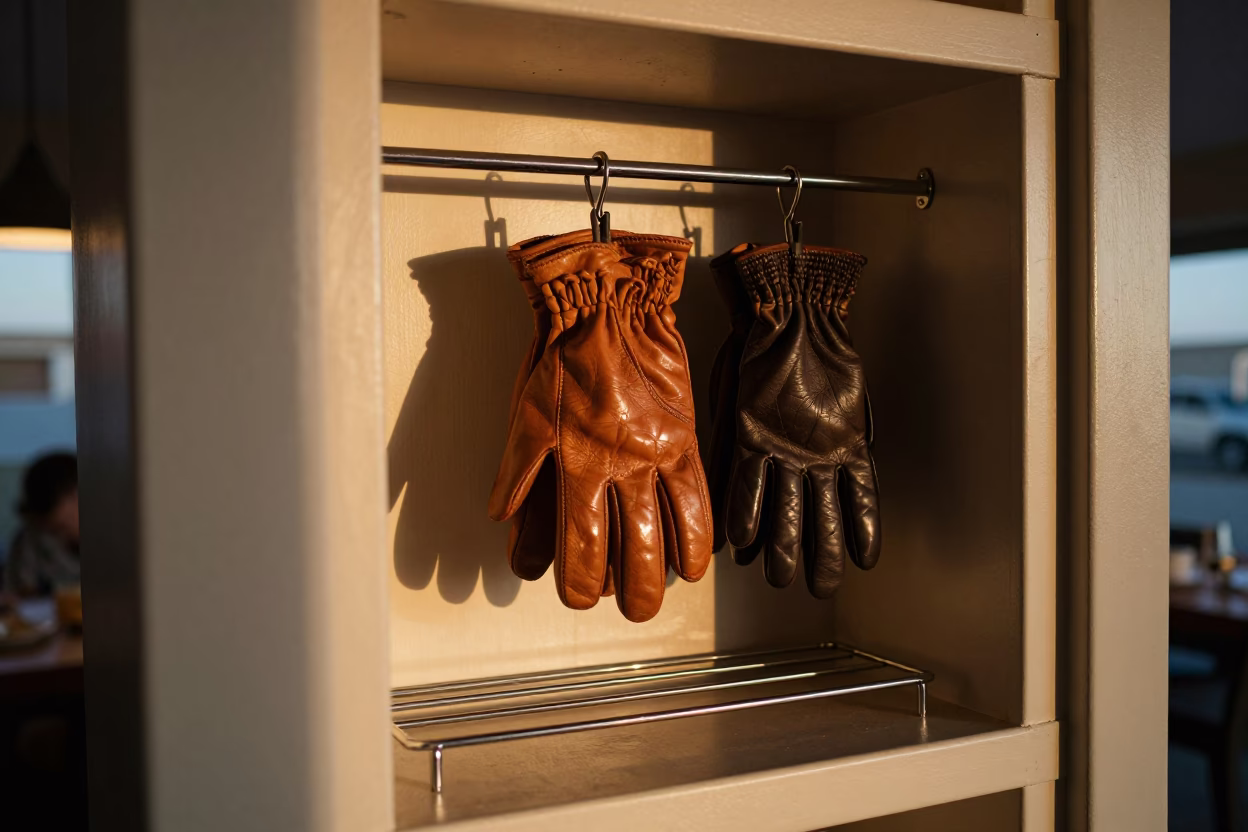 Doorman Glove Dryer Rack in Windhoek Breakfast Room in inside a breakfast room before opening in Windhoek