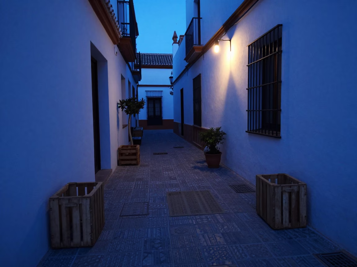 Doormat in Seville at Blue Hour in in Seville, Spain