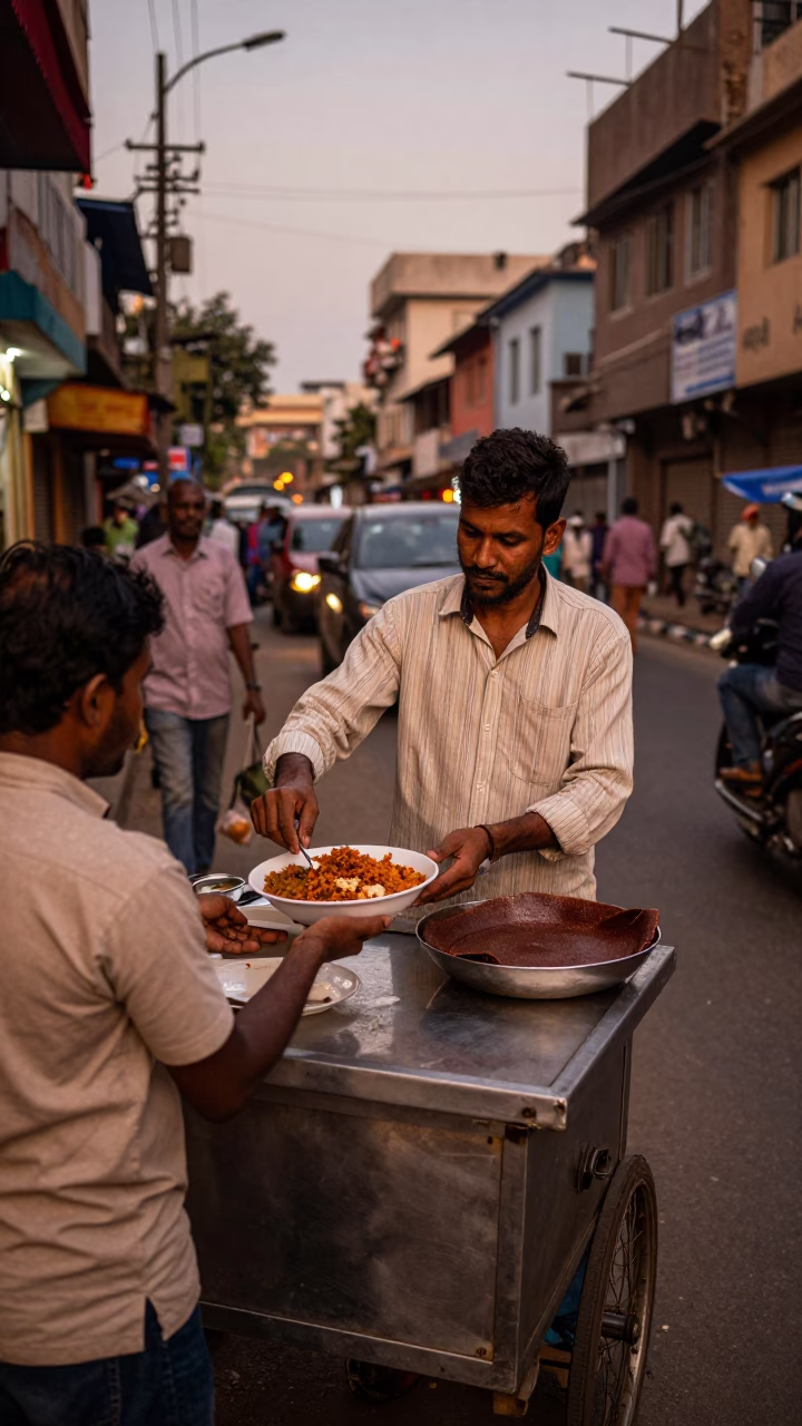 Doro Wat in Hyderabad at Copper-toned Light Before Dusk in in Hyderabad, India