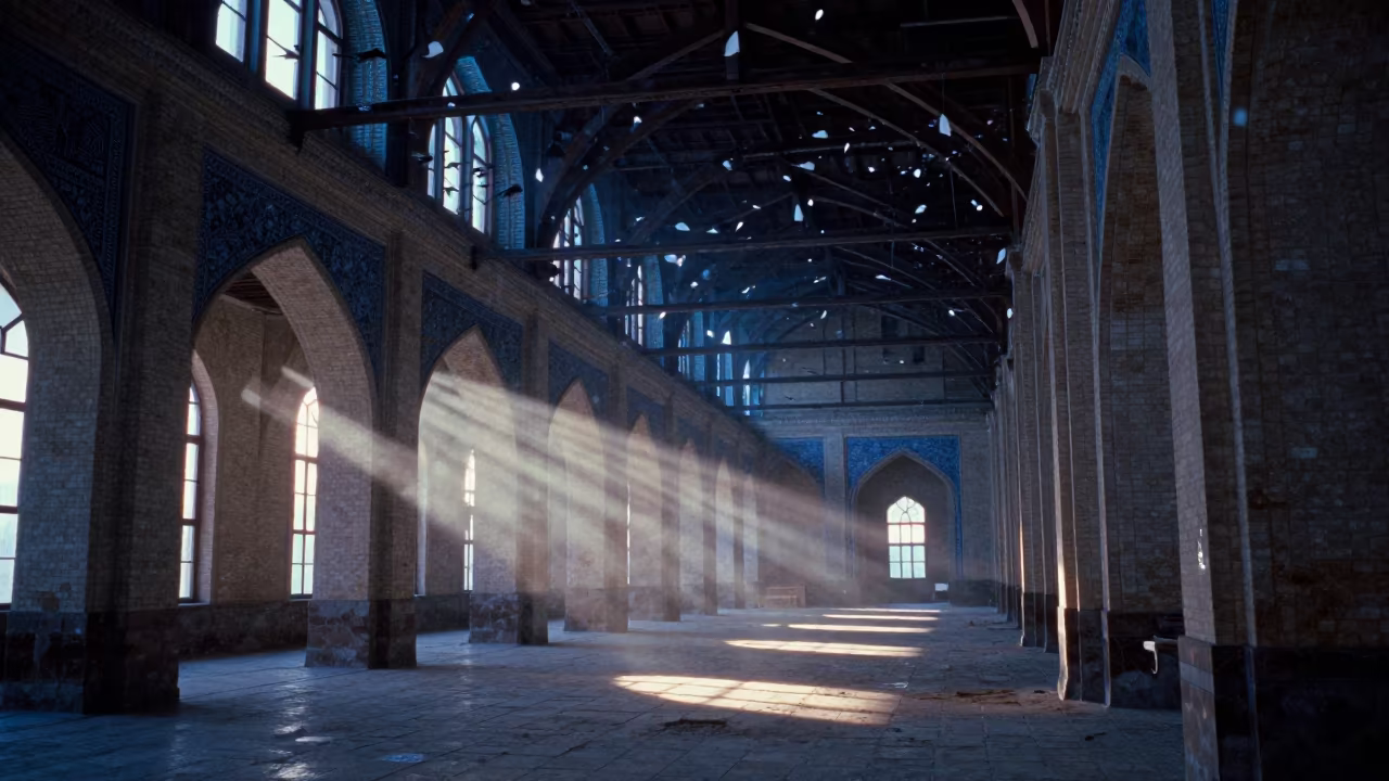 Double Exposure Birds Over Margilan Train Terminal in inside a restored train terminal near Margilan