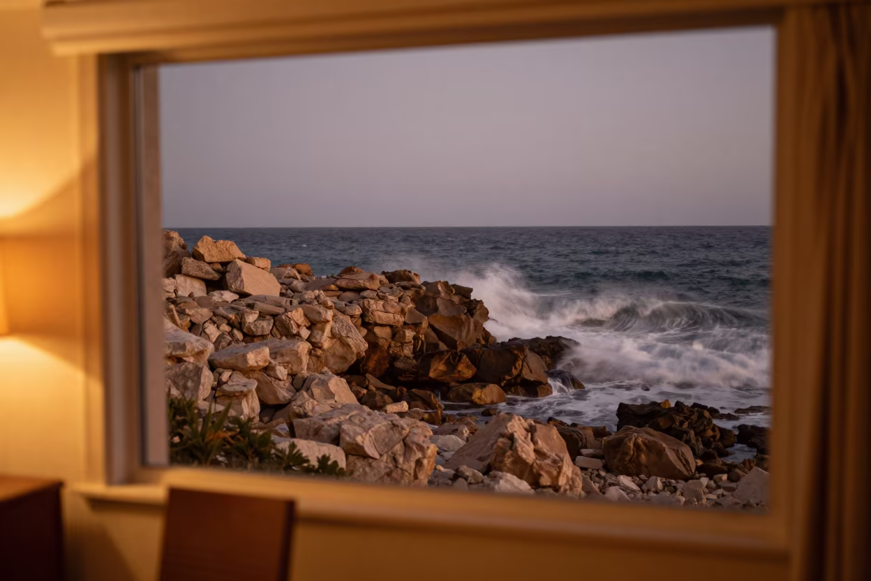 Double Exposure Ocean Spray Rocky Headland Haifa in near Haifa