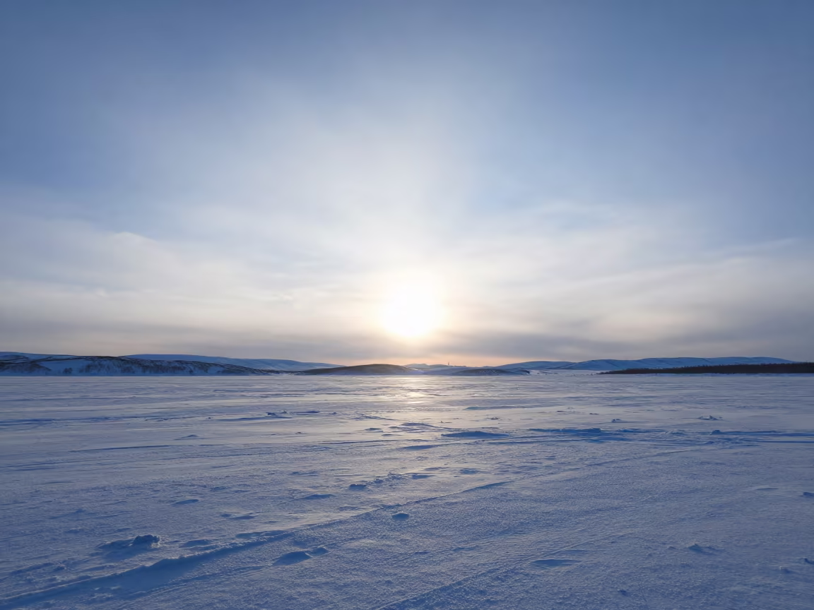 Double Sun Pillar Over Yukon Storm Plain in across a storm-bright plain in Yukon