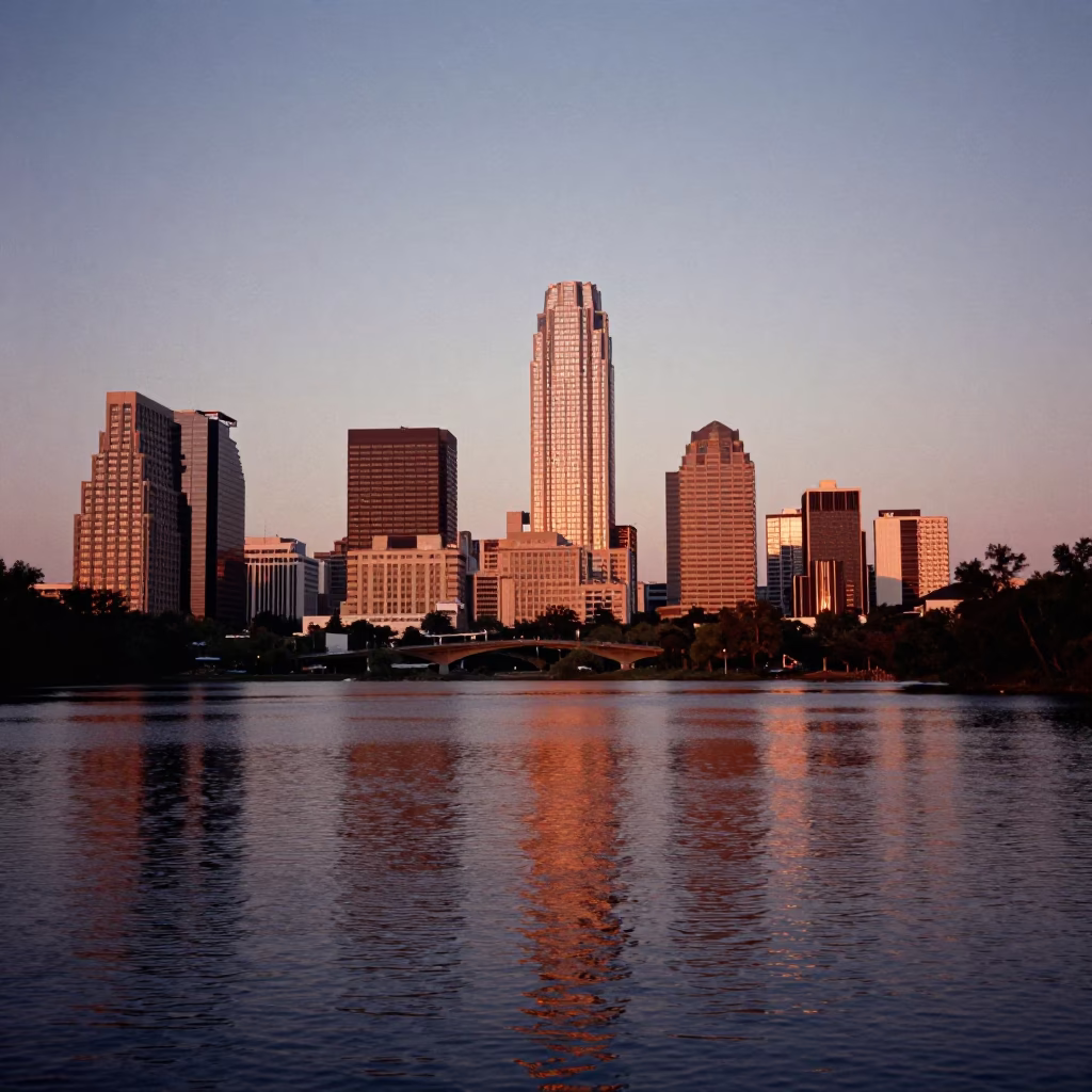 Downtown Skyline And Lady Bird Lake in Austin in in Austin, Texas, United States
