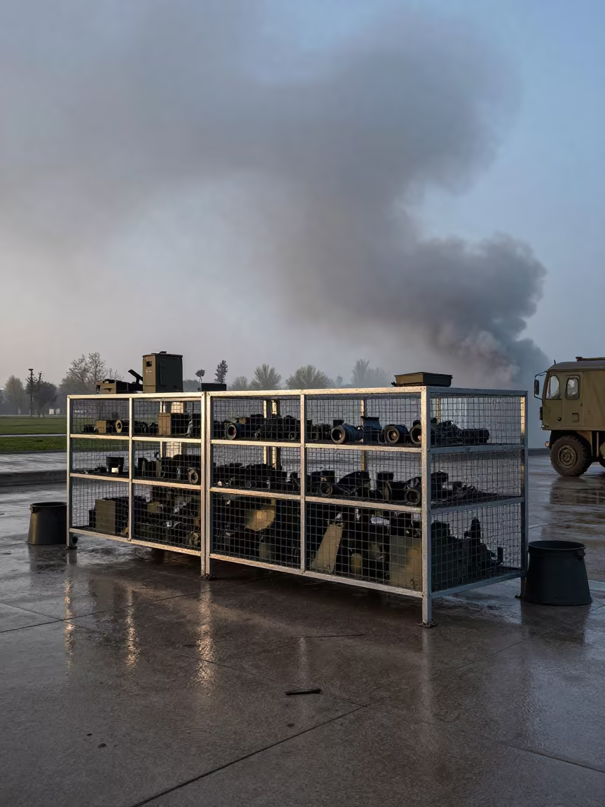 Downward Falling Smoke on Afghan Parade Ground in on a parade ground in Afghanistan