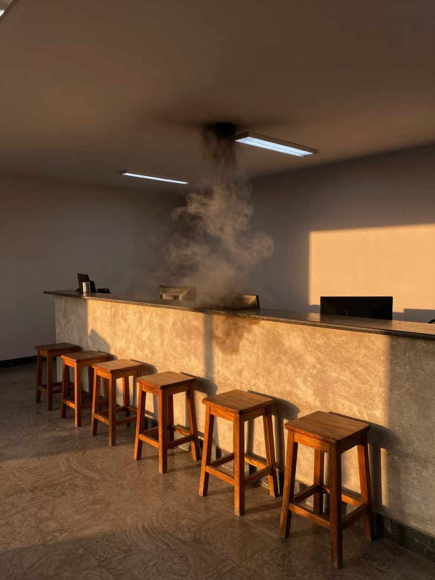Downward Falling Smoke in Deoghar Office in at an office reception desk in Deoghar