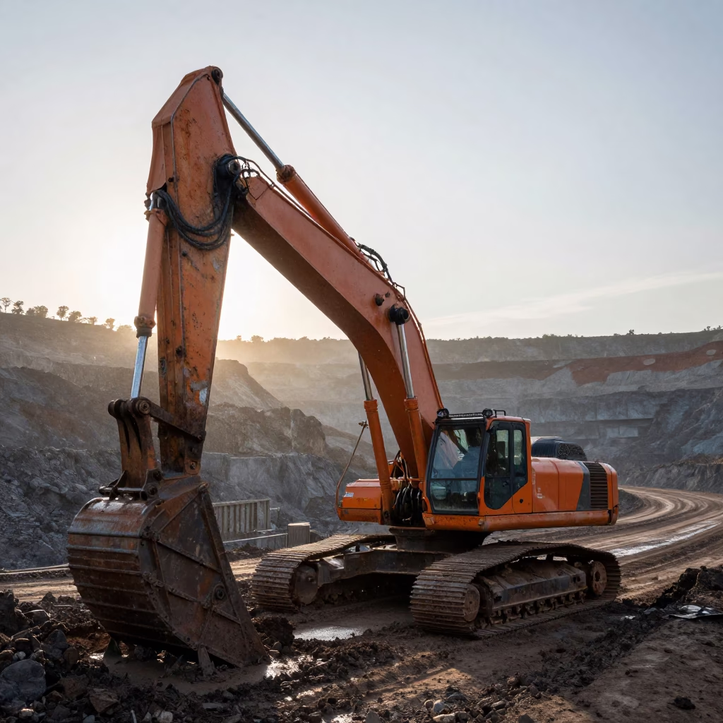 Dragline Excavator Stripping Overburden Wet Season in across an active works site in Pernambuco