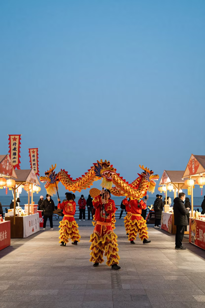 Dragon Dance Festival Night Market Shanghai in at a night market near Shanghai