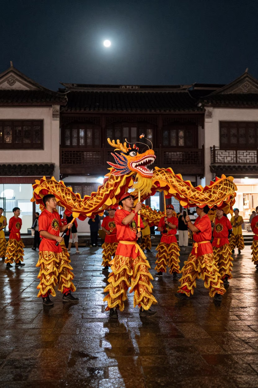 Dragon Dance Festival Night Zhujiajiao in at a public square during a festival in Zhujiajiao, Shanghai