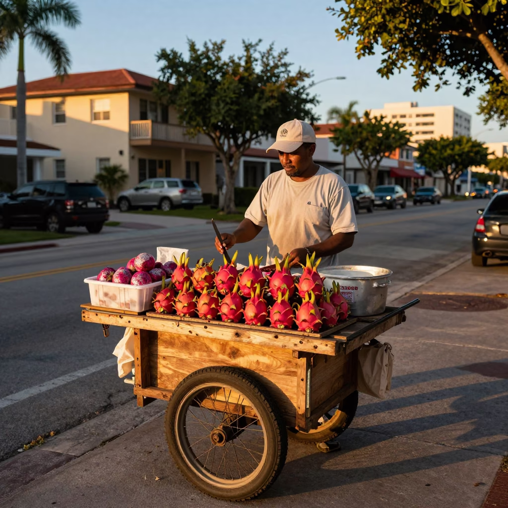 Dragon Fruit in Miami at Honeyed Evening Light in in Miami, Florida, United States