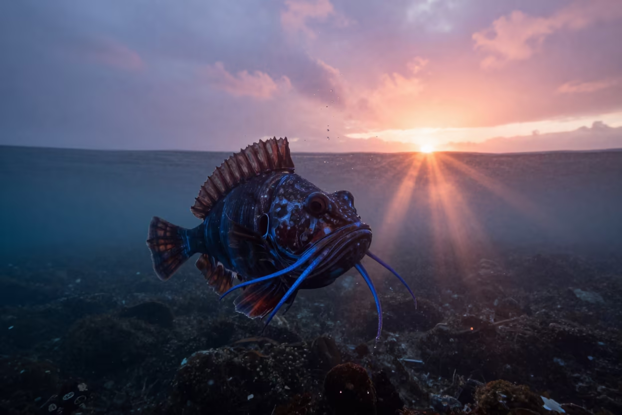Dragonfish Glowing Barbel at Nautical Dawn in near Honolulu