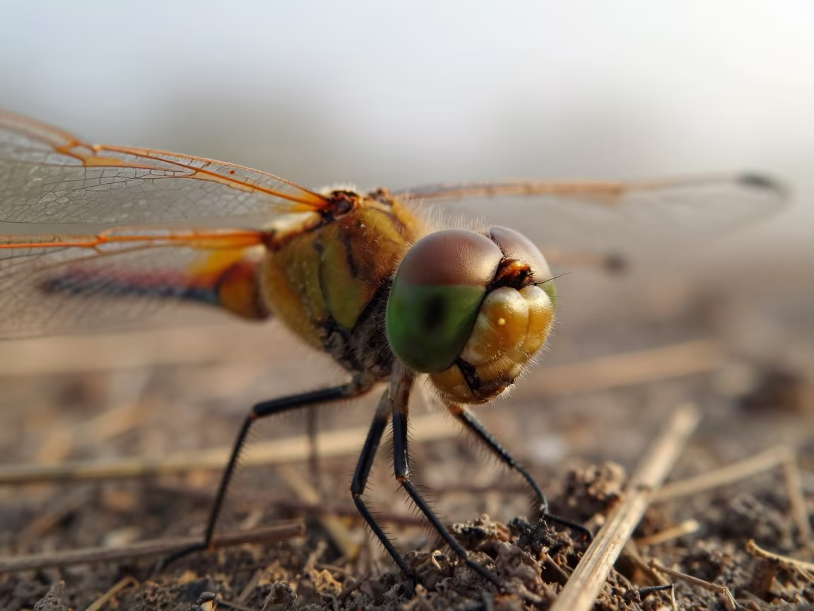 Dragonfly Compound Eye in Evening Mist in near Ravenna