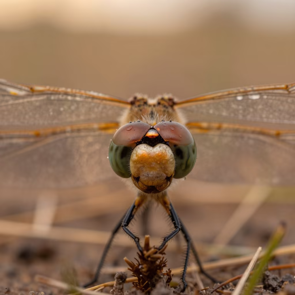 Dragonfly Compound Eye Facets Namibia in along a game trail in Namibia