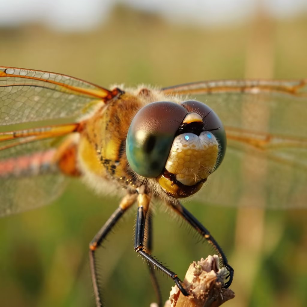 Dragonfly Eye Catching Blue Light in in United Kingdom