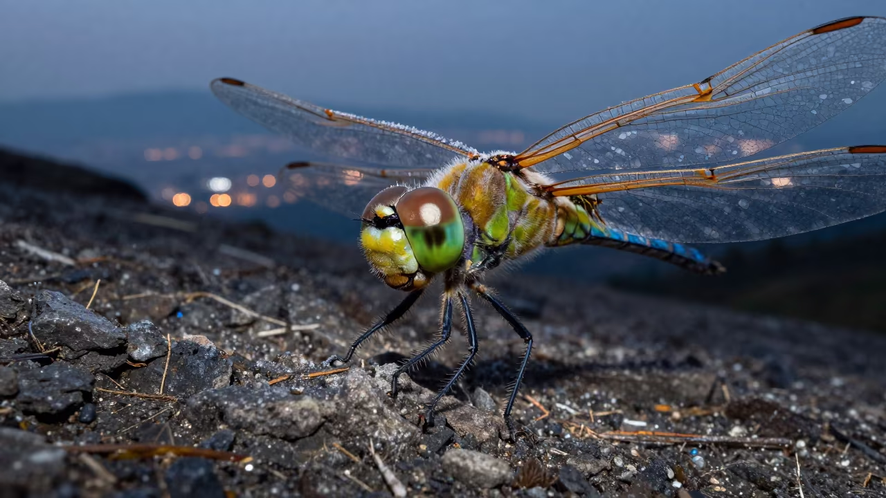Dragonfly Eye Rim Light Shadow Ridge in on a wind-scoured ridge in Sichuan