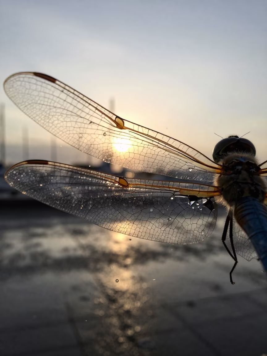 Dragonfly Wing Macro at Dawn Near Rastro in near Rastro, Madrid