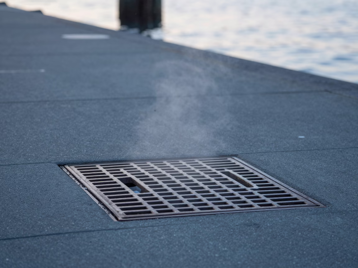 Drain Cover in San Diego at Sunrise Light in in San Diego, California, United States