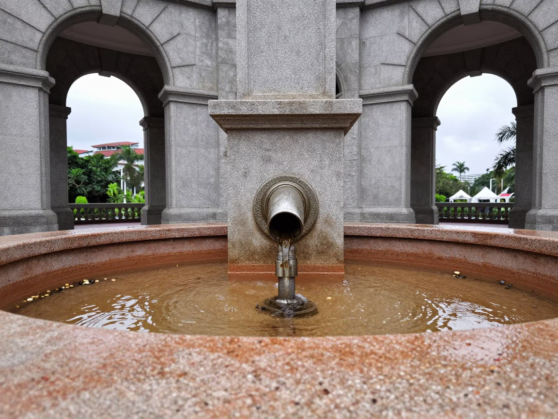 Drained Fountain Basin Under Bangsar Cloister in beneath a university cloister in Bangsar, Kuala Lumpur
