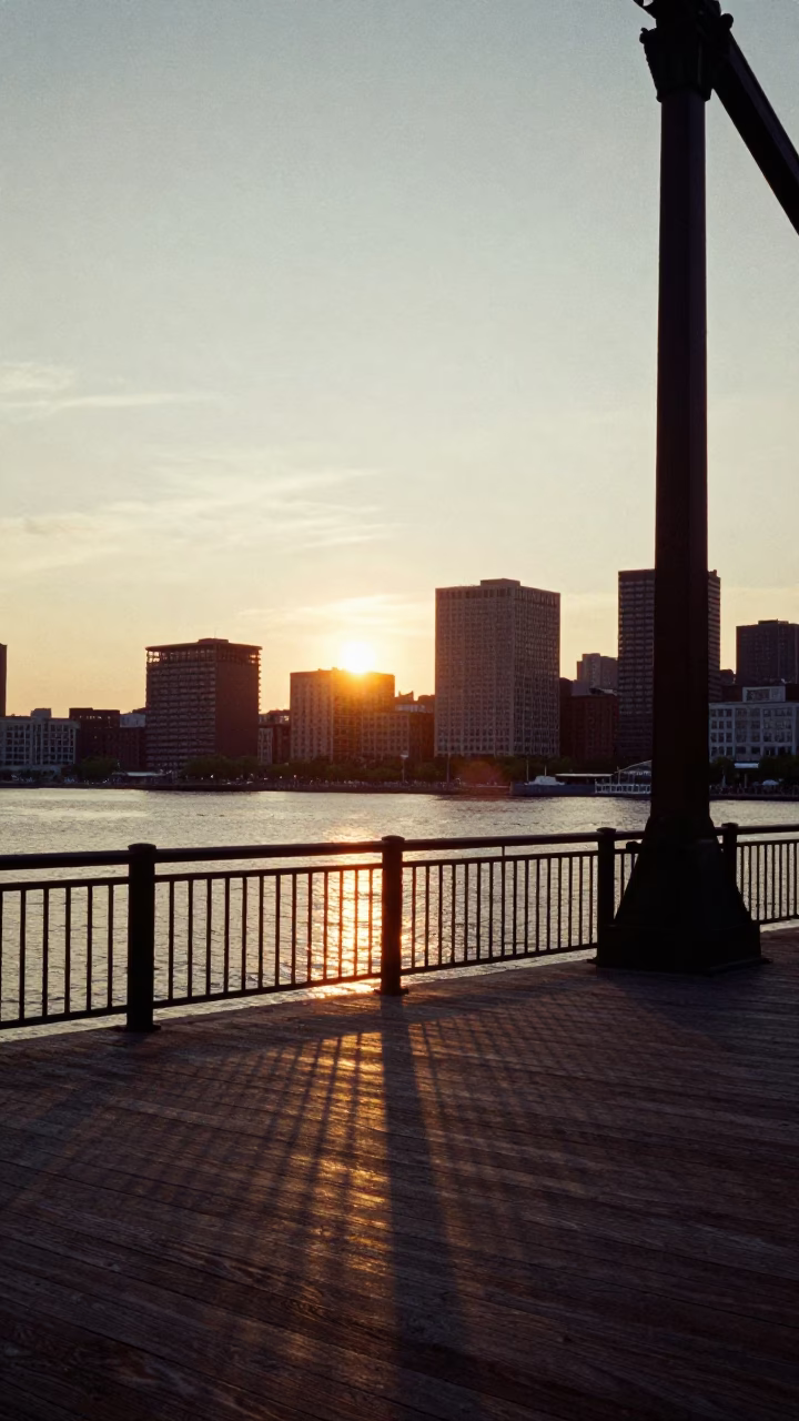 Drawbridge Deck at Golden Hour in Boston in in Boston, Massachusetts, United States
