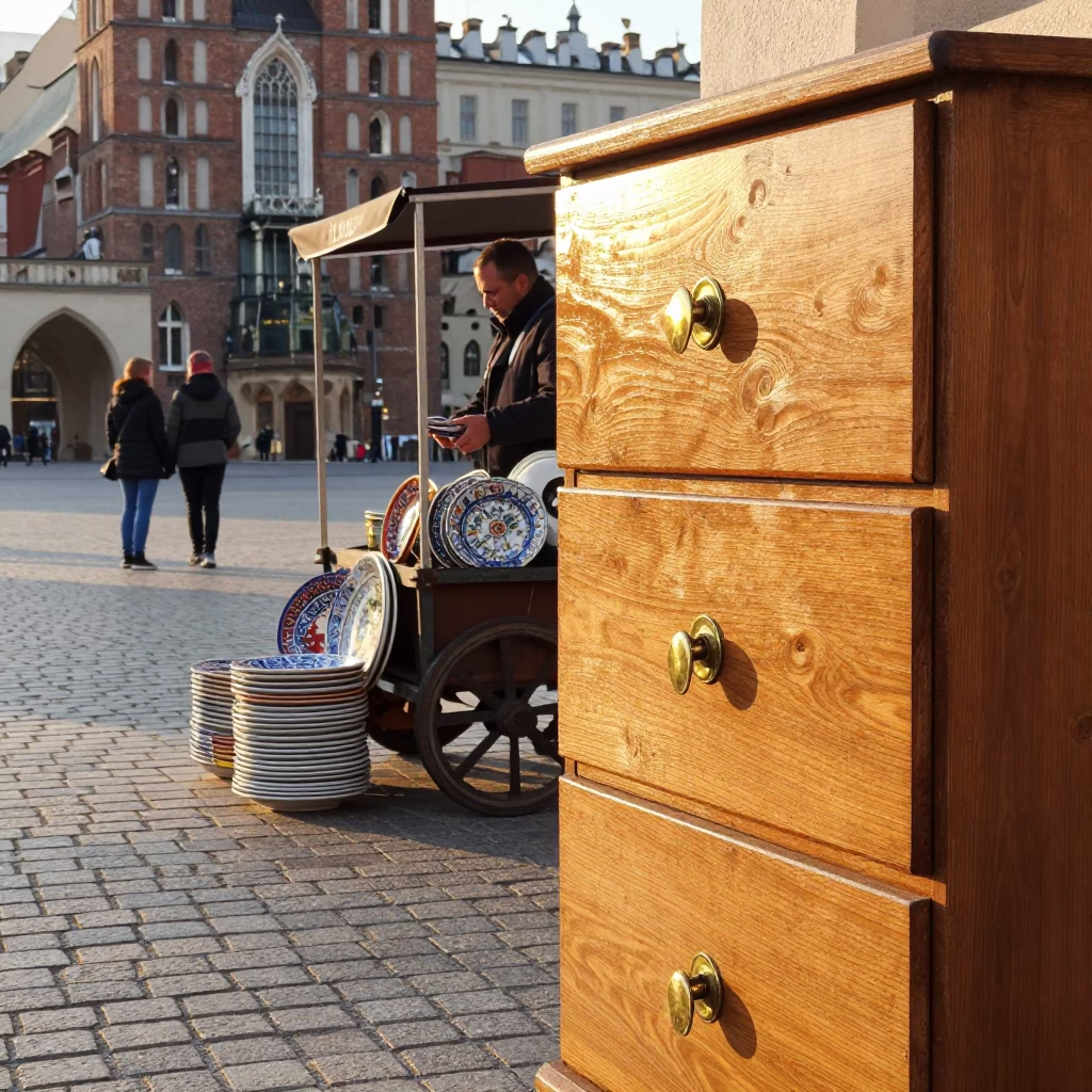 Drawer Pull just after sunrise in Krakow in in Krakow, Poland
