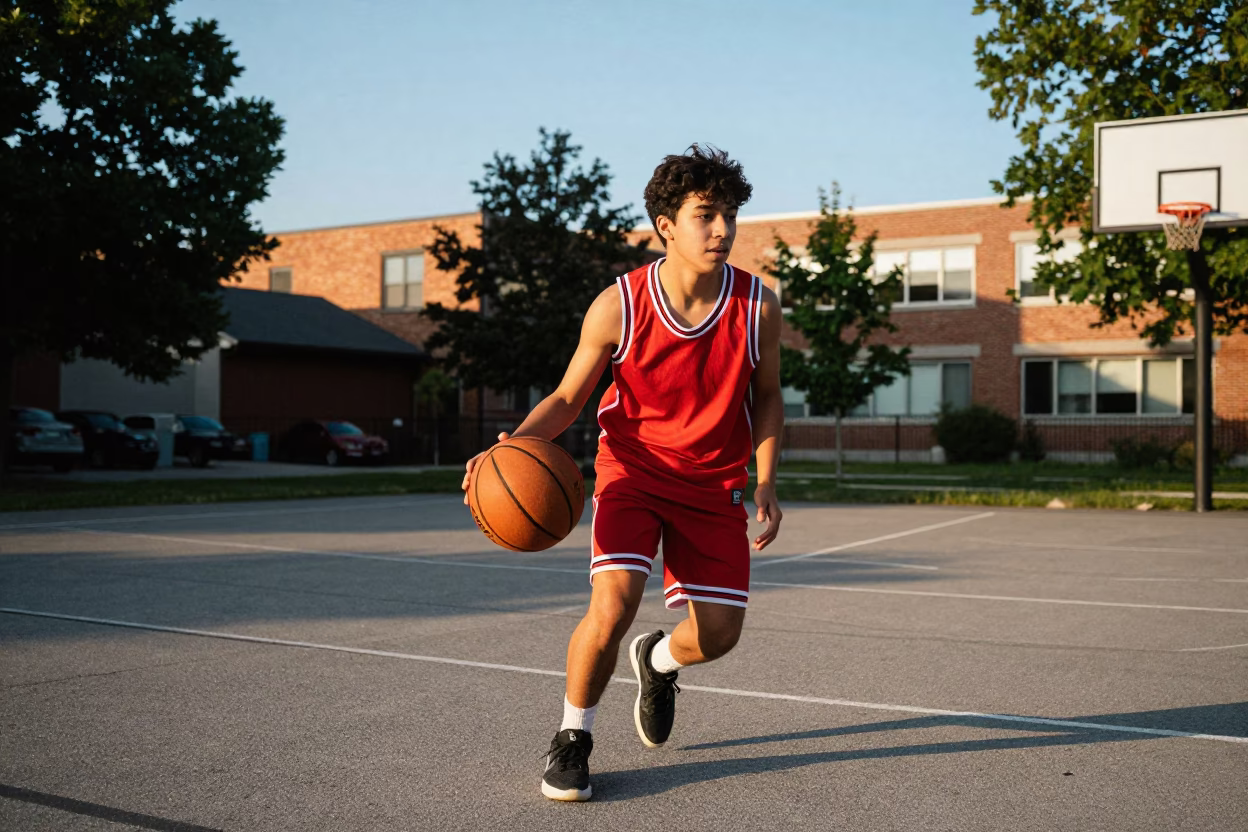 Dribbling Basketball in Toronto in in Toronto, Ontario, Canada