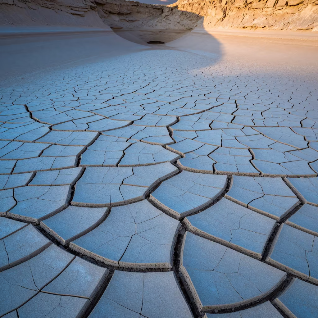 Dried Mud Cracks Desert Lakebed Riyadh Morning in near Riyadh