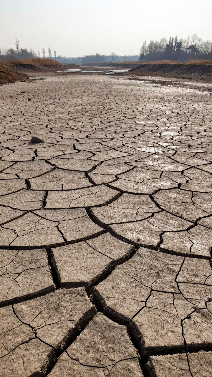 Dried Mud Cracks in Winter Valley Near Hanover in across a wide valley floor near Hanover