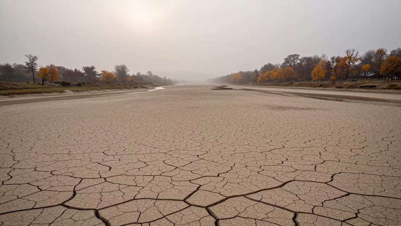 Dried Mud Fractures in Montenegro Valley Mist in across a wide valley floor in Montenegro