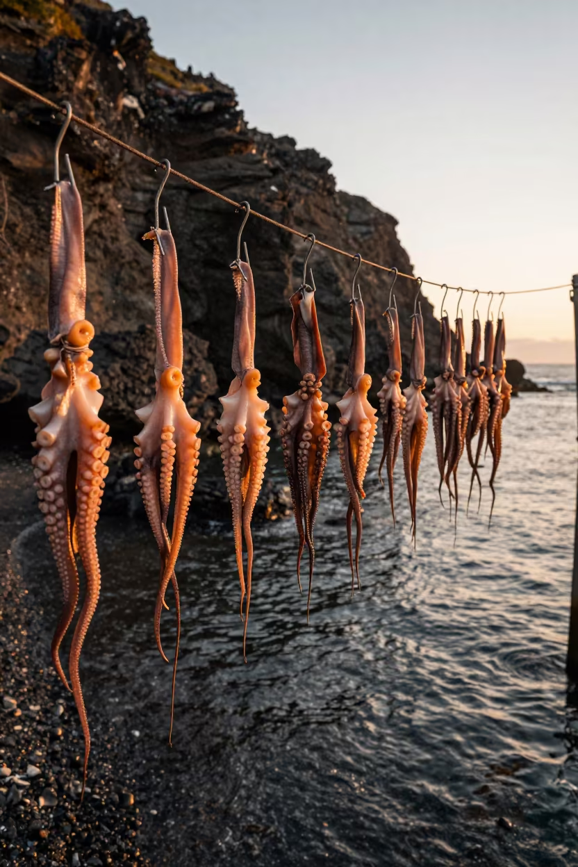 Dried Octopus Hooks Oregon Sunset in beside a volcanic drop-off in Oregon