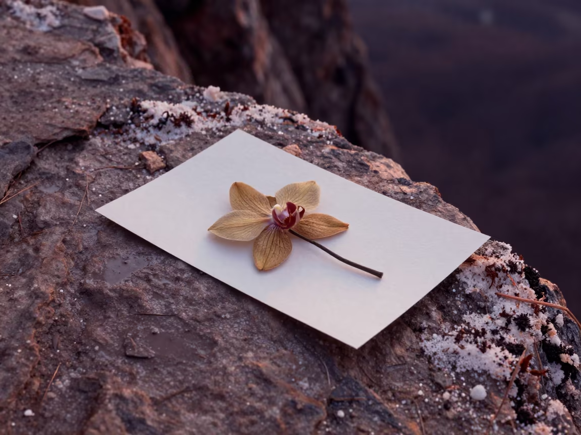 Dried Orchid Herbarium Sheet Cliff Edge in along a salt-sprayed cliff edge in New York