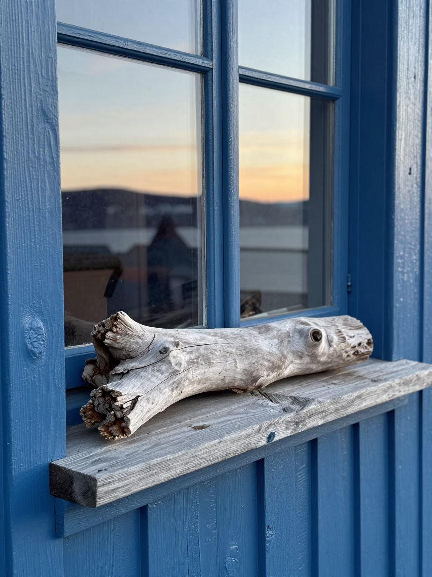 Driftwood just after sunrise in Bergen in in Bergen, Norway