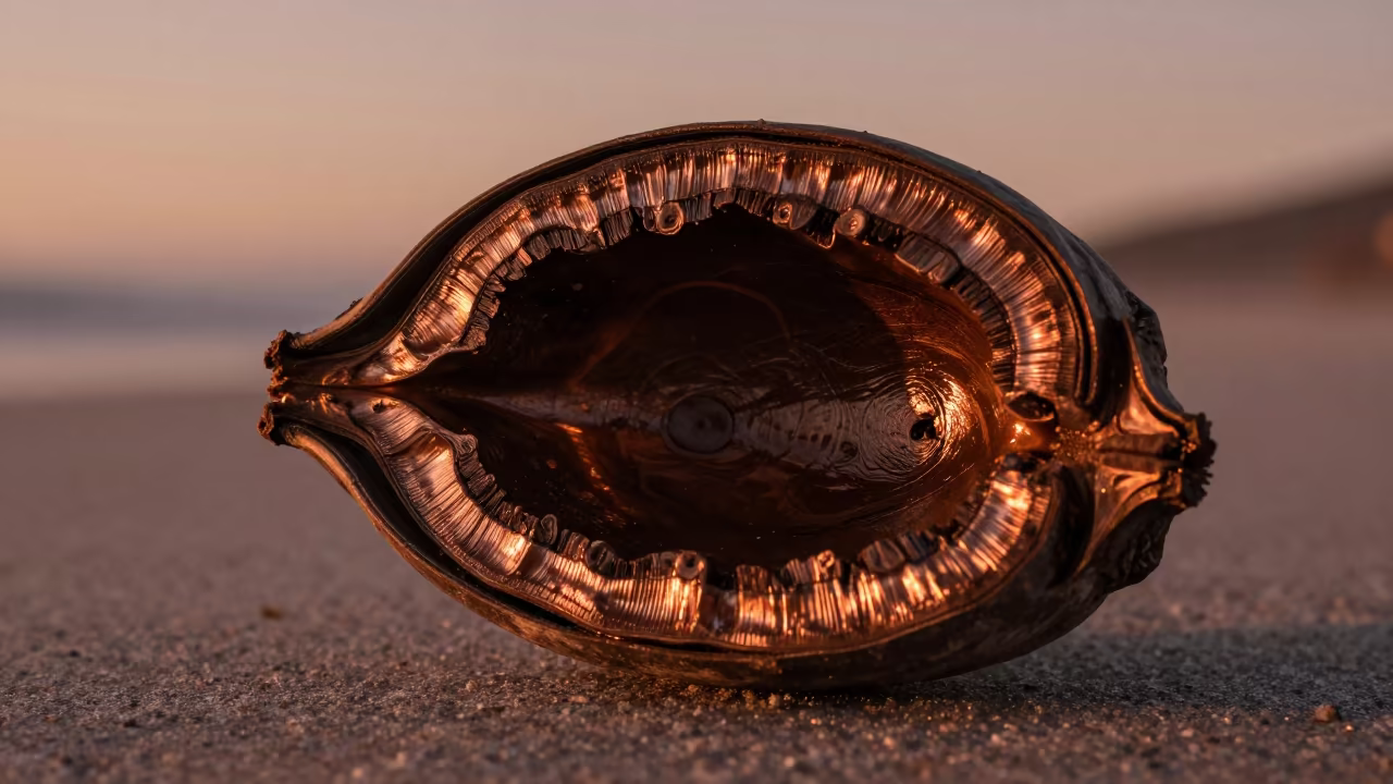 Driftwood Rings Inside Split Seed Pod in inside a seed pod split open near Cape Town
