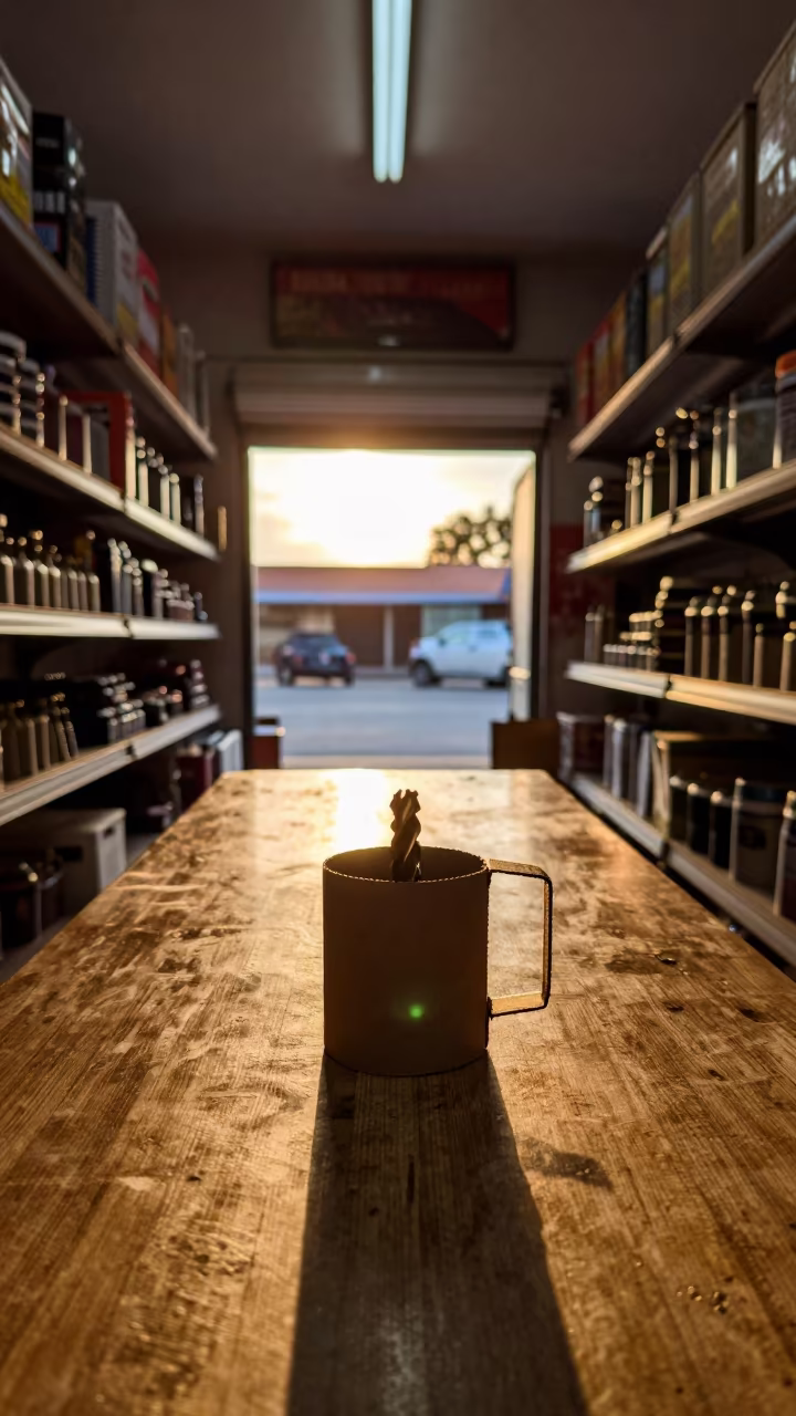 Drill Bit Return Cup in Beira Store in inside a storefront prepared for opening in Beira
