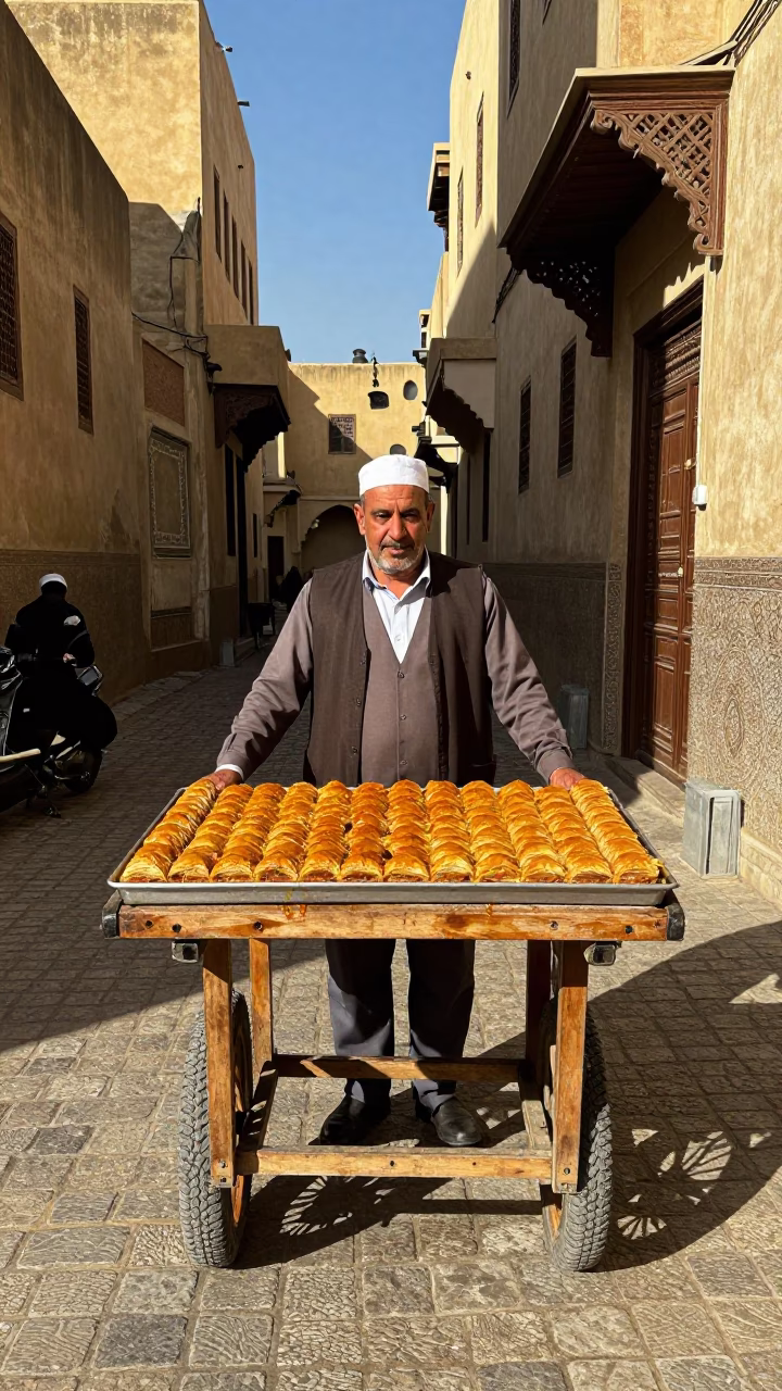 Dripping Baklava in Fez at The Late Morning Light in in Fez, Morocco