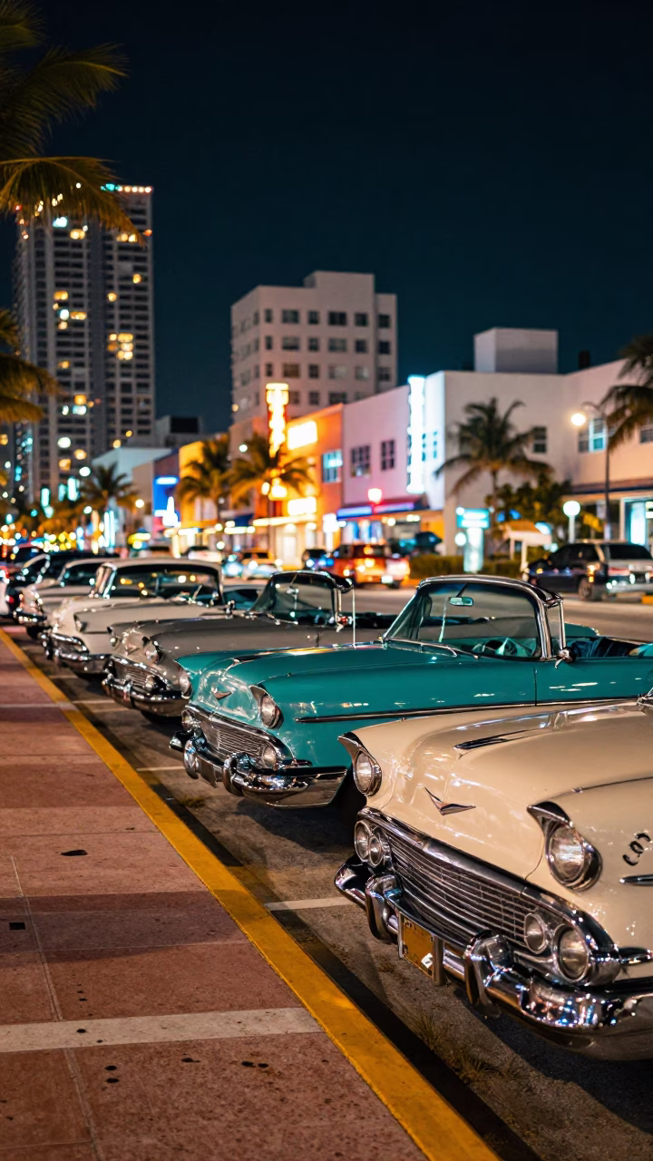 Drive Beach in Miami at As City Lights Begin To Glow in in Miami, Florida, United States