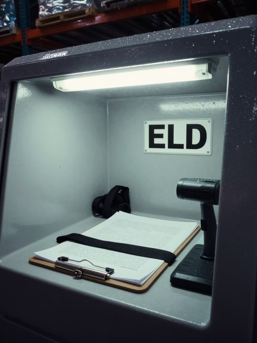 Driver ELD Locker with Scanners in Cartagena Warehouse in inside a warehouse aisle in Cartagena