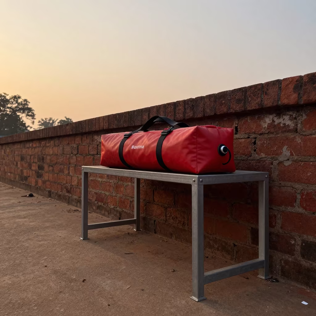 Drone Battery Fire Bag Shelf Golden Hour in on a parade ground in Karnataka