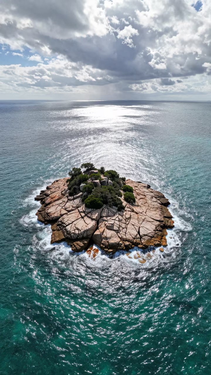Drone View Turquoise Sea Island Near Barcelona in near Barcelona