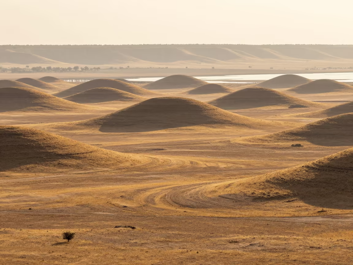 Drumlin Fields Rolling Through Rift Valley Haze in from a ridge above layered foothills in the Rift Valley