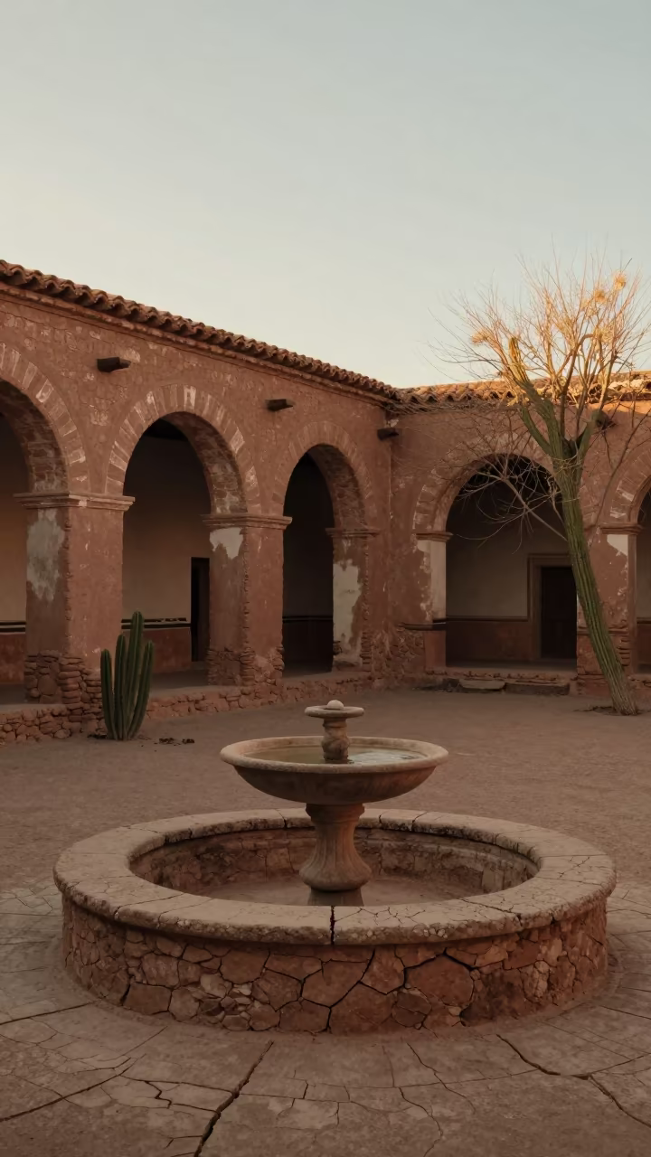 Dry Cracked Fountain in Salta Hacienda Ruin in near Salta