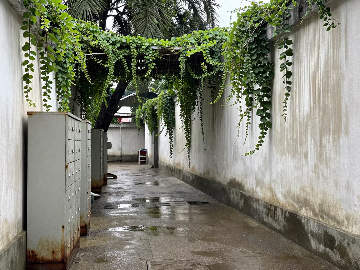 Dry Dock and Cabinets in Vine Choked Arunachal Corridor in along a vine-choked corridor in Arunachal Pradesh