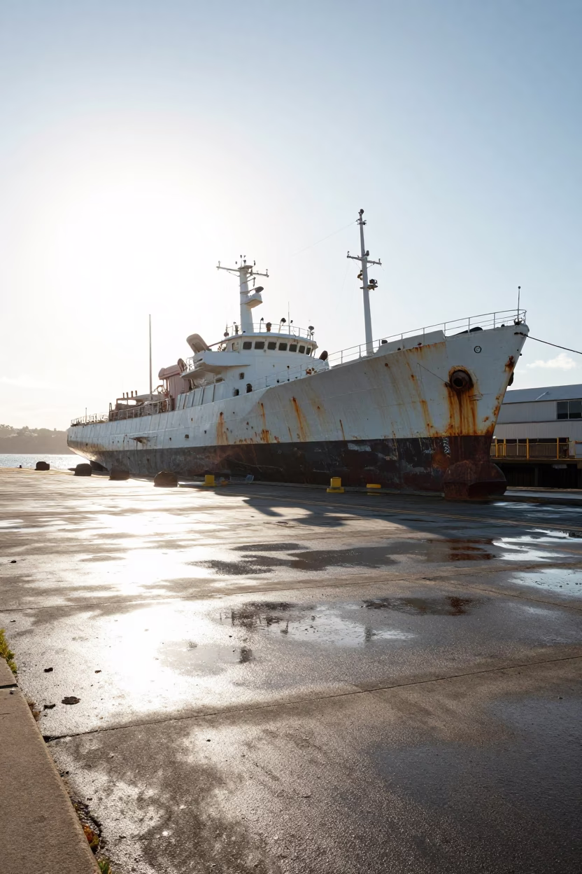 Dry Dock in Hobart at Bright Midmorning Light in in Hobart, Tasmania, Australia