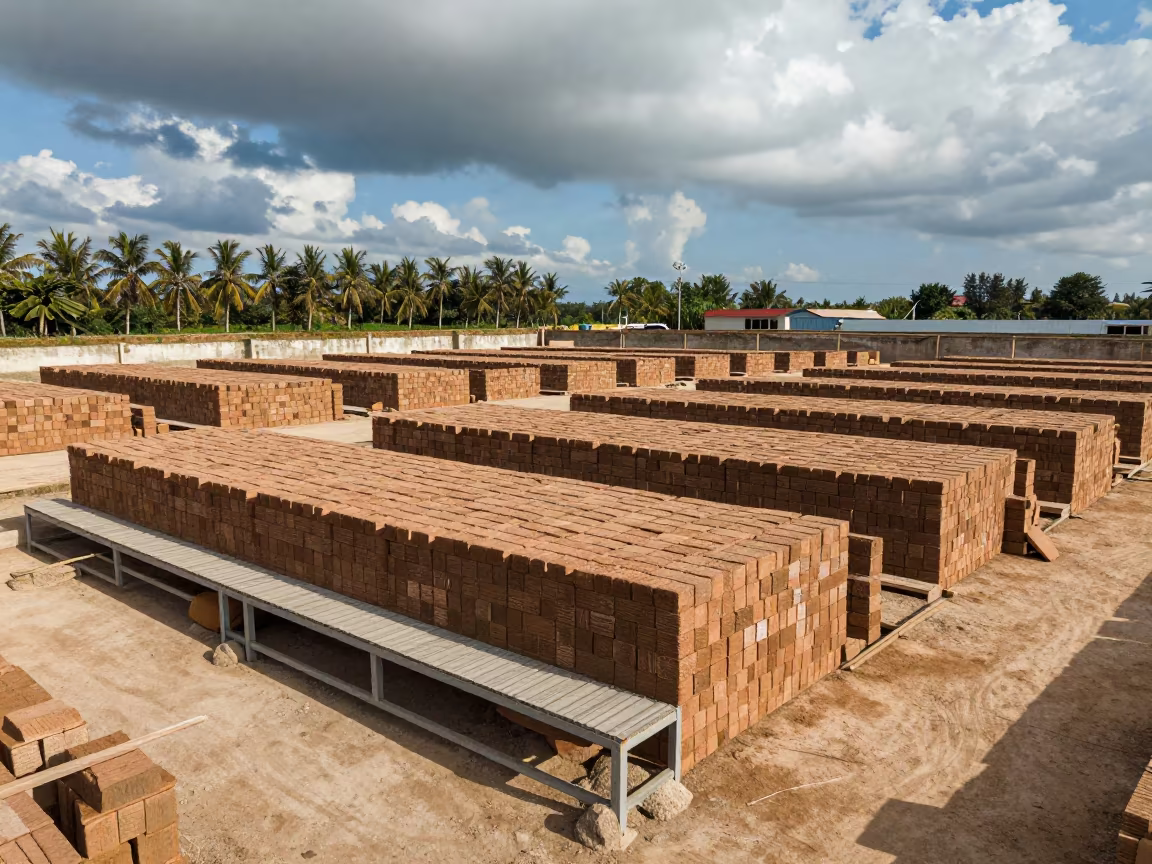 Drying Bricks on Scaffold in Zhengzhou in on a scaffold platform near Zhengzhou