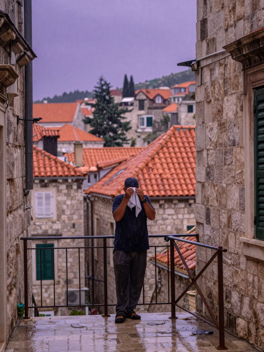 Drying Face in Dubrovnik in in Dubrovnik, Croatia