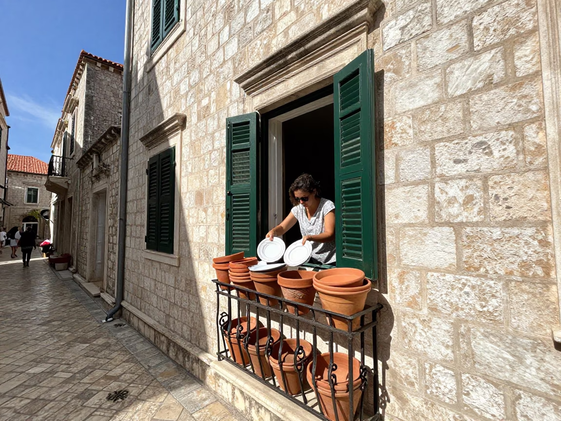 Drying Plates in Dubrovnik in in Dubrovnik, Croatia
