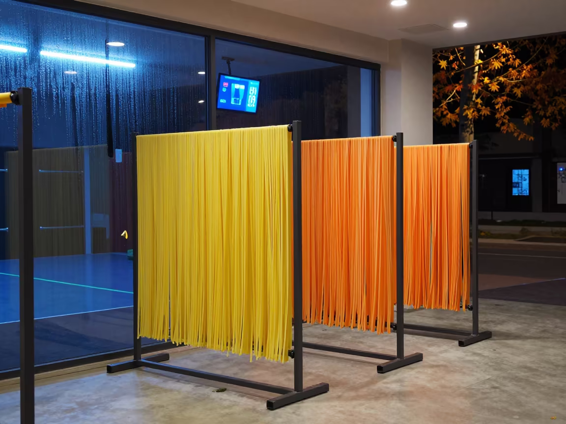 Drying Pool Noodle Rack Night Climbing Gym in inside a climbing gym warmup zone near Nevşehir