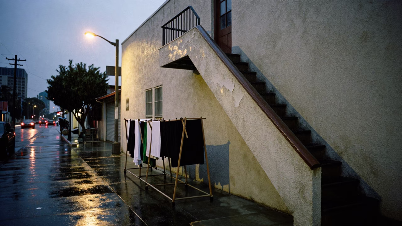 Drying Rack at Dusk Light in Los Angeles in in Los Angeles, California, United States