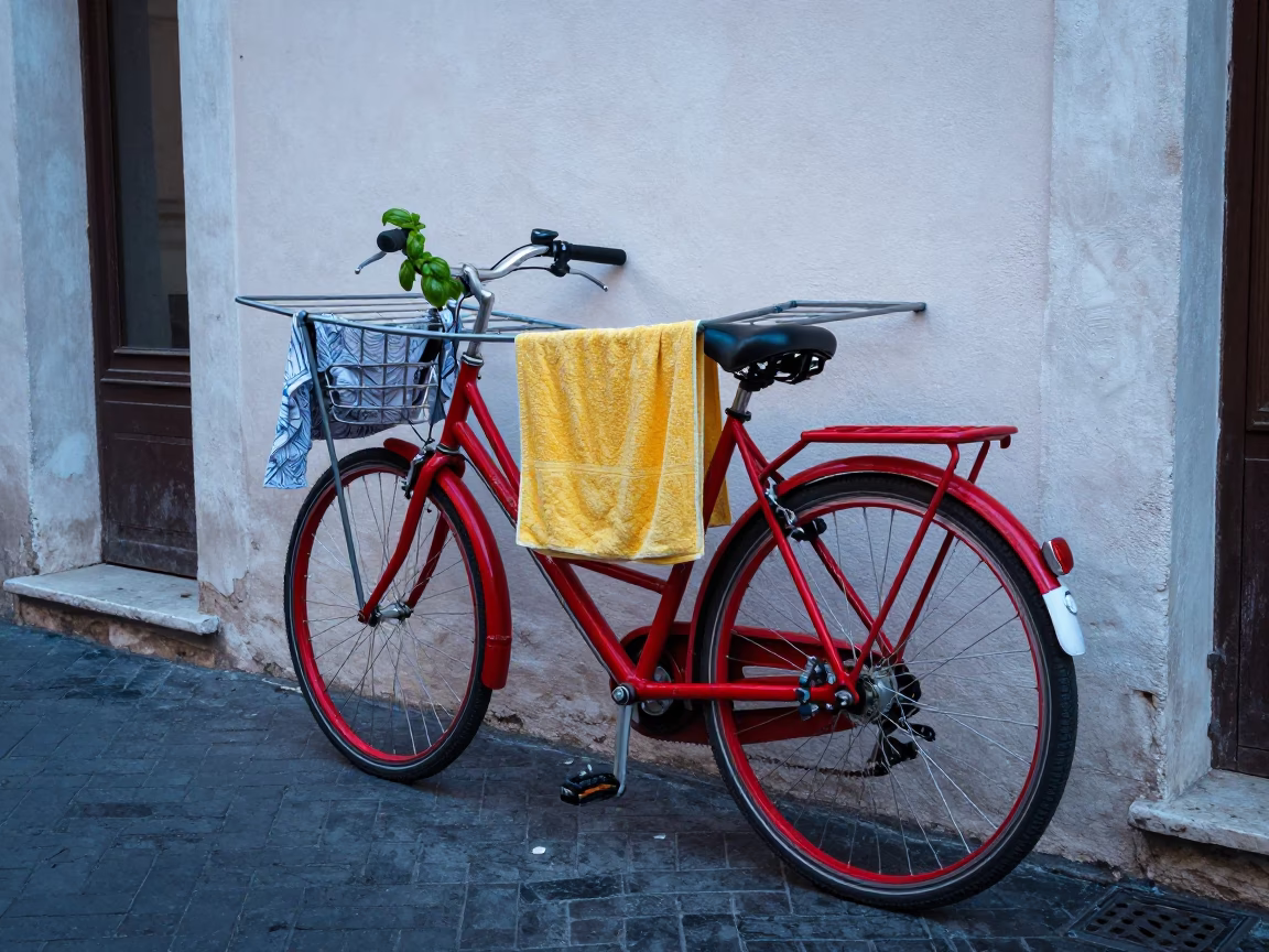 Drying Rack at Early Morning Light in Rome in in Rome, Italy