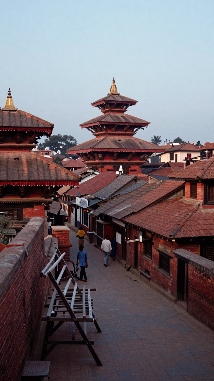 Drying Rack in Kathmandu at Nautical Dawn Light in in Kathmandu, Nepal