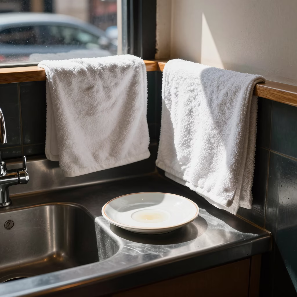 Drying Towels in Portland at The Flat Glare Of Noon Light in in Portland, Oregon, United States