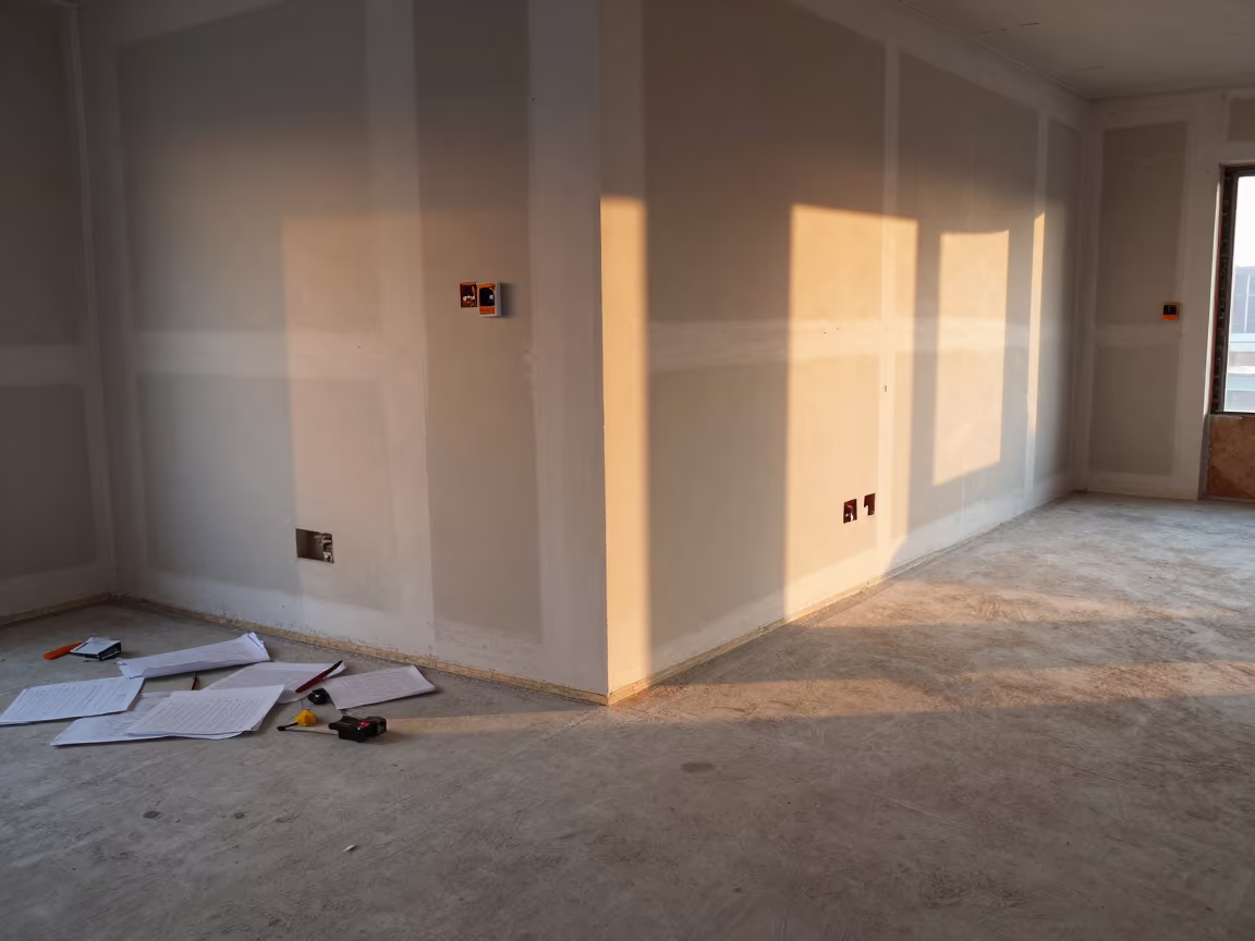 Drywall Corner Beads in Seoul Winter Room in in a mechanical room under buildout in Seoul